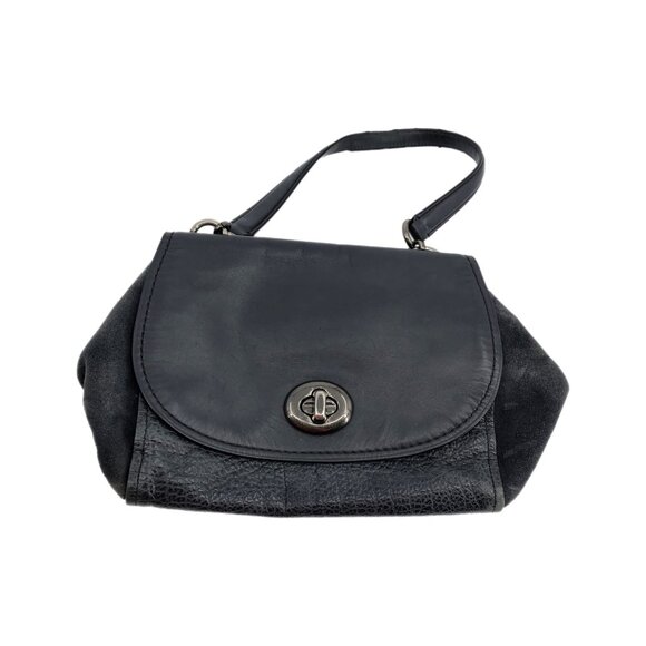 Coach Black & Blue Leather Shoulder Bag | Small Size, Silver Hardware - Picture 1 of 6
